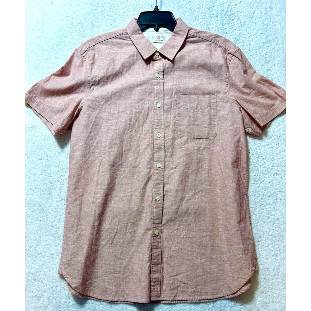 Adriano Goldschmied Women's Pale Mauve Large Short Sleeve Cotton Button Up (C6)
